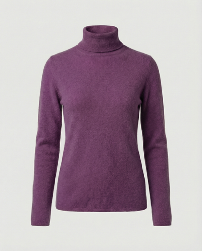 Damen Pullover Weich Rollkragen Warm Beige