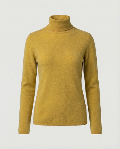Damen Pullover Weich Rollkragen Warm Beige