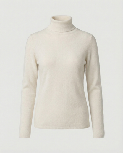 Damen Pullover Weich Rollkragen Warm Beige