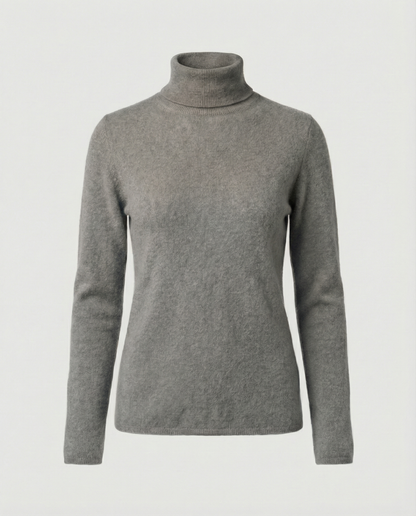 Damen Pullover Weich Rollkragen Warm Beige