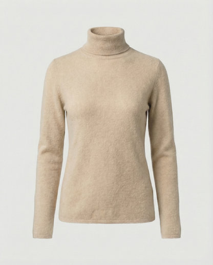 Damen Pullover Weich Rollkragen Warm Beige