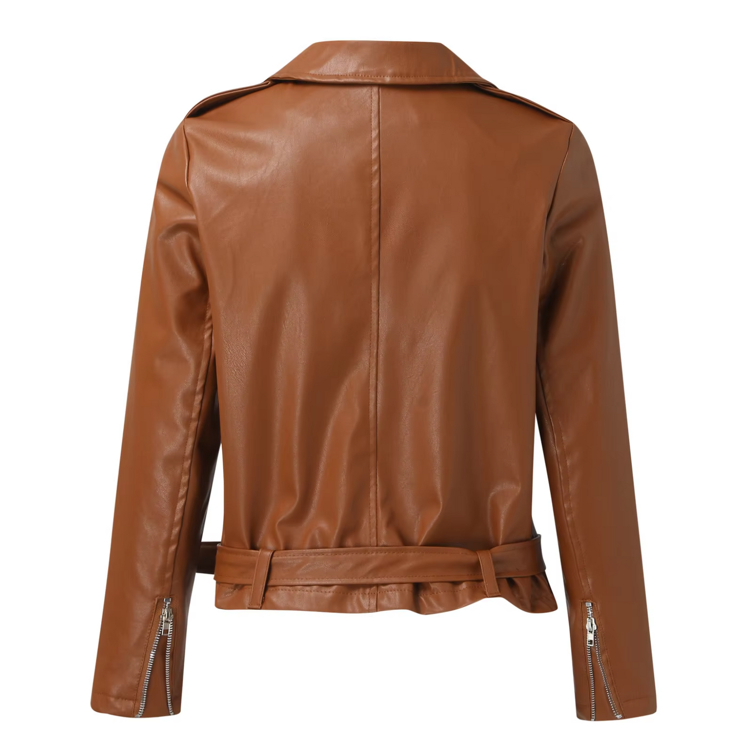Damen Bikerjacke Leder Gürtel Reißverschluss