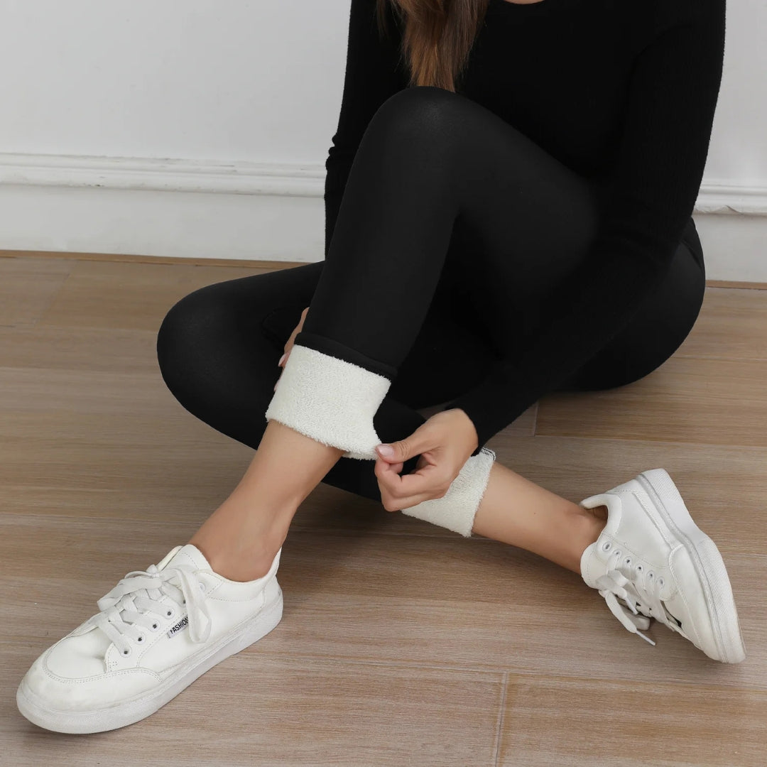Damen Leggings Fleece Blickdicht Elastischer Bund