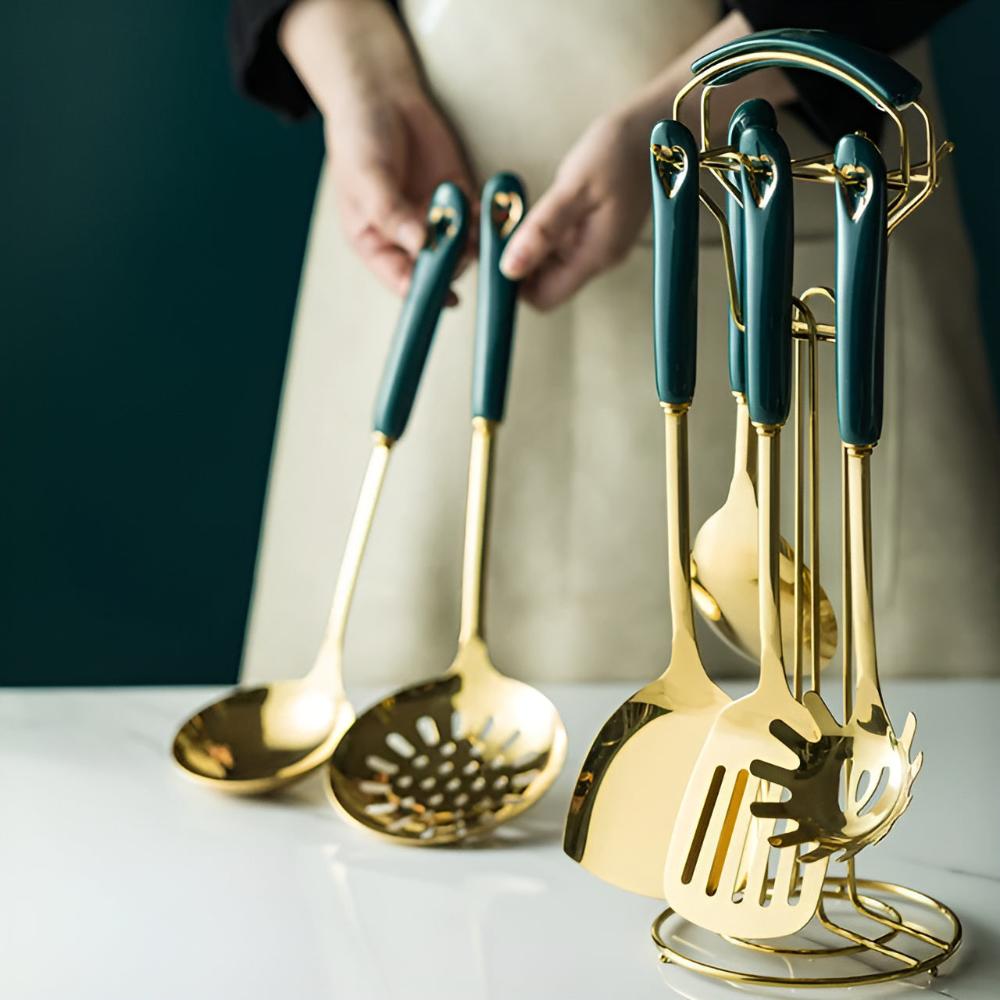 Edelstahl-Besteckset Goldfarben 18/10