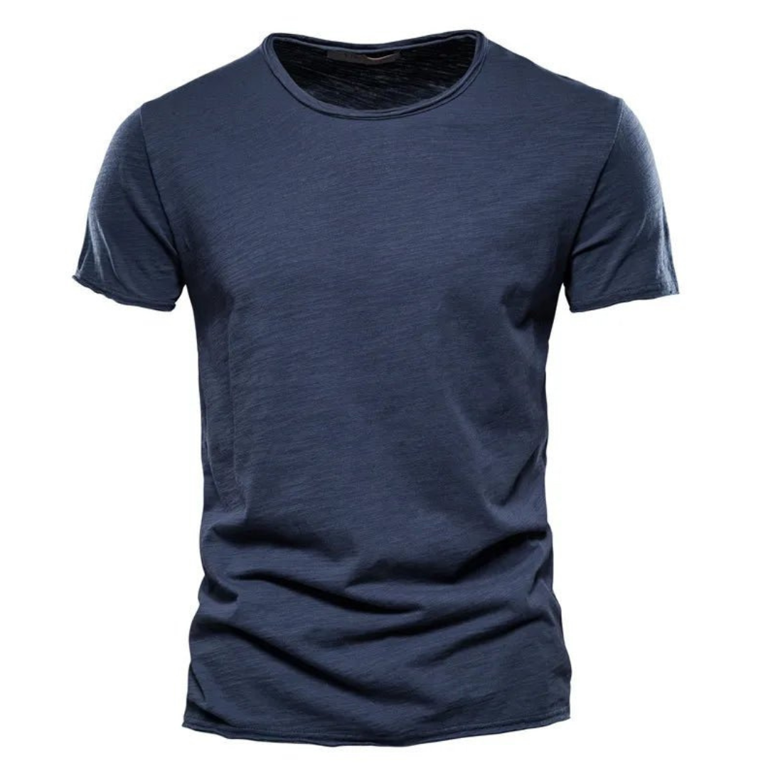 Herren Klassisches Rundhals T-Shirt aus Baumwolle Weiß
