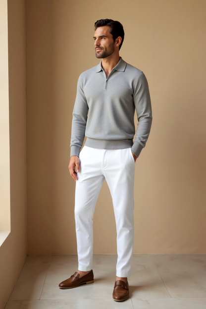 Stefano Herren Polo Reißverschluss Elegantes Design