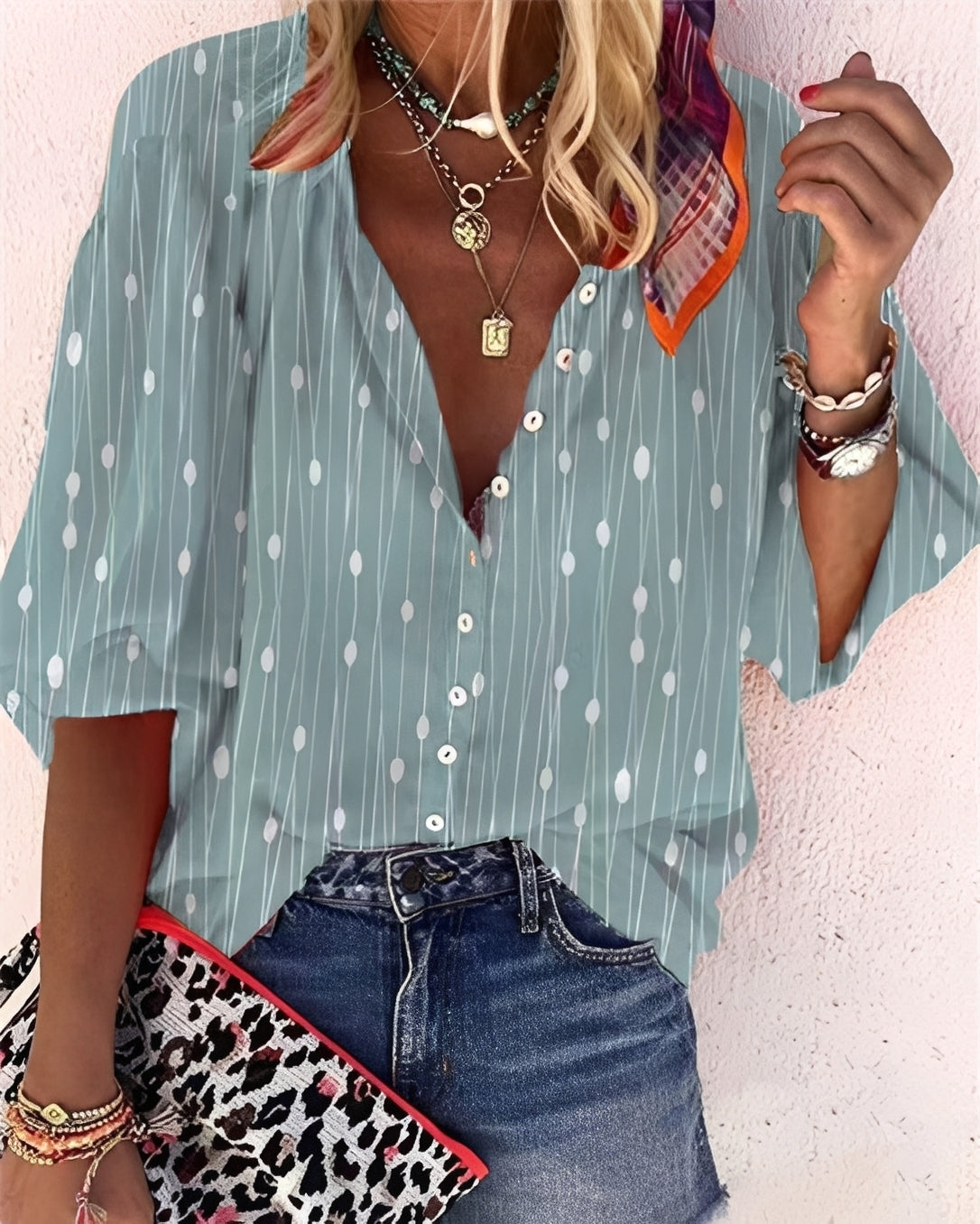 Damen Bluse mit Print Lockere Passform