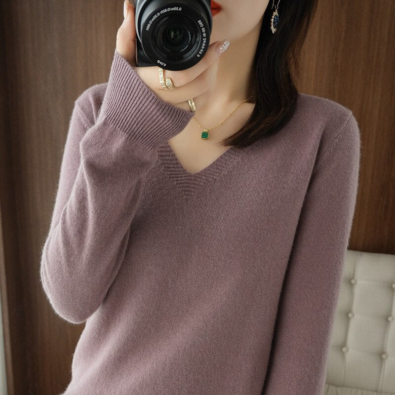 Norvielle Damen V-Ausschnitt Pullover