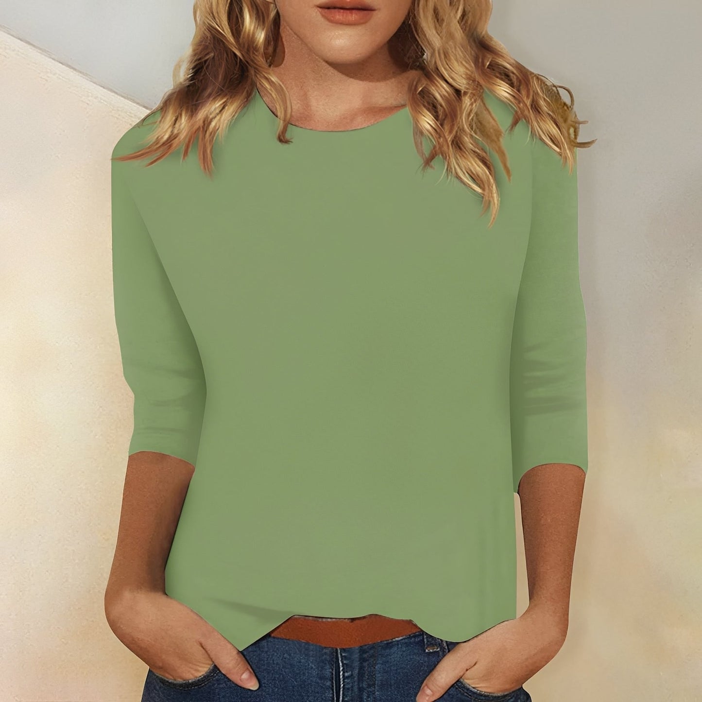 Damen Shirt 3/4 Ärmel Komfortbares Oberteil für Alltag