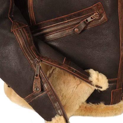 Maverick Herren Pilotenjacke Warm Leder