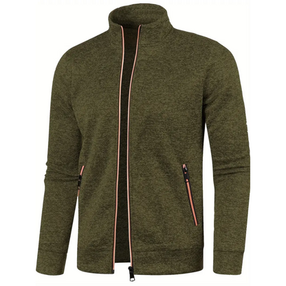Herren Strickjacke Reißverschluss Zeitlos Grau