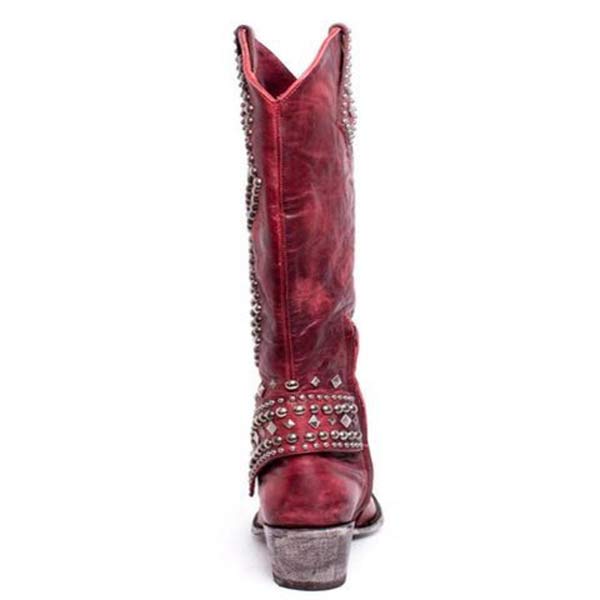 Norvielle Damen Cowboystiefel Absatzleder