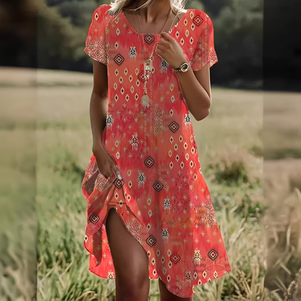 Damen Kleid Kurzärmelig Stilvoll