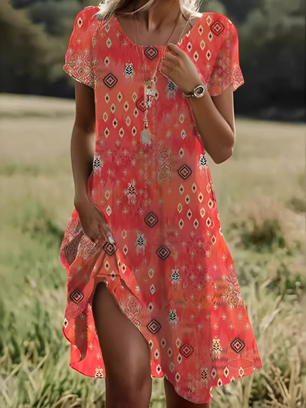 Gloria Damen Kleid mit Ärmeln Ethik Stil