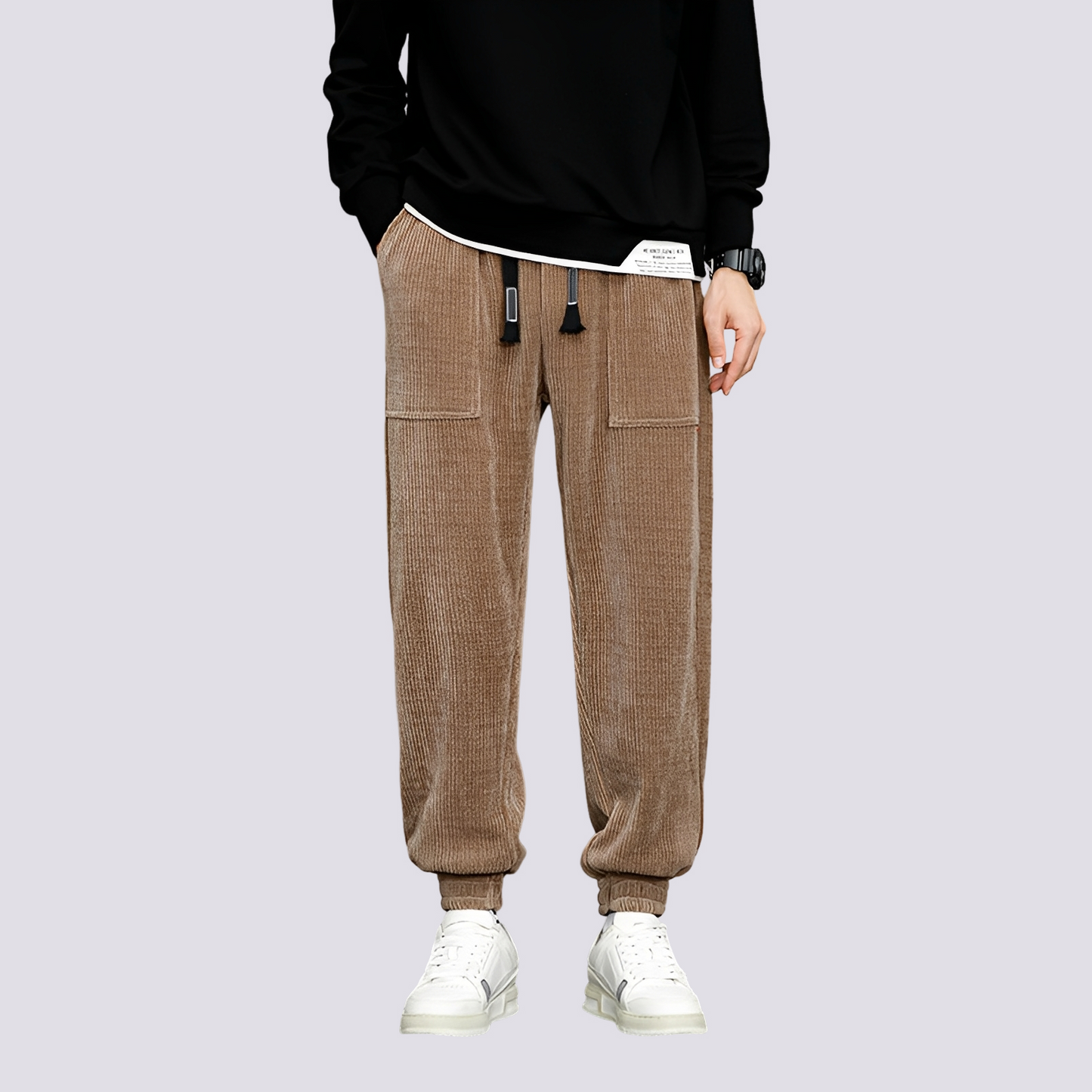 Benji Herren Cord-Jogginghose Lässig Beige