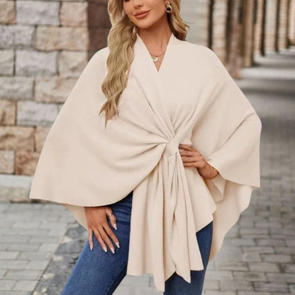 Damen Wickelponcho Leicht Feminin