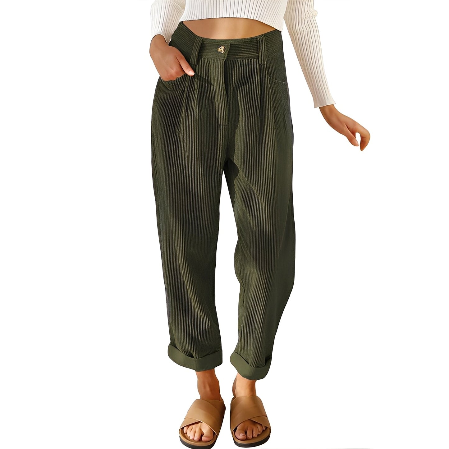 Damen Cordhose Hohe Taille