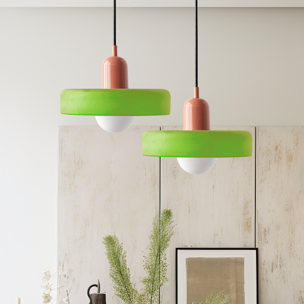 Bauhaus Pendelleuchte Farbiges Glas
