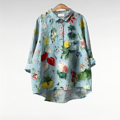 Damen Bluse Vintage-Stil Baumwolle