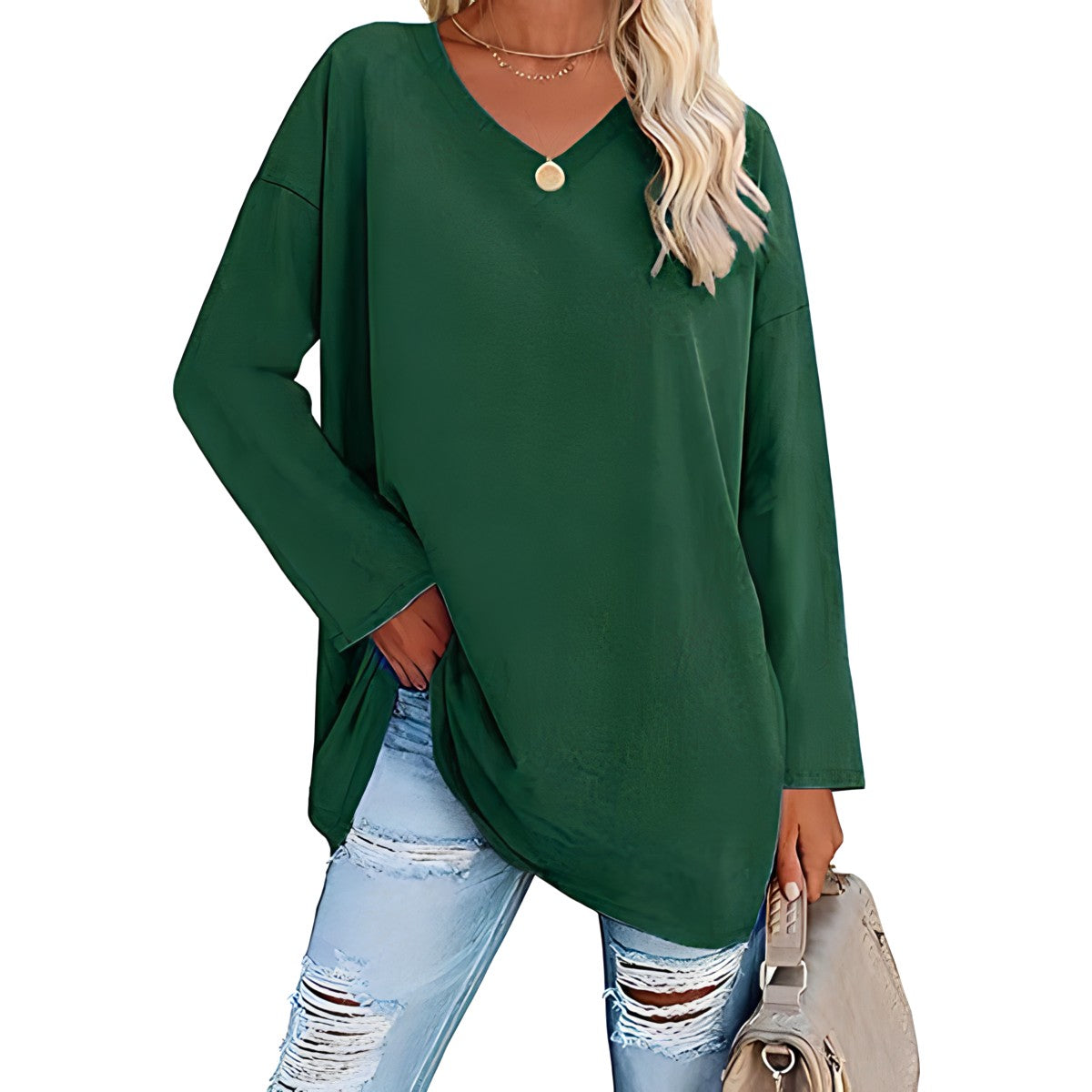 Damen Pullover V-Ausschnitt Lässig