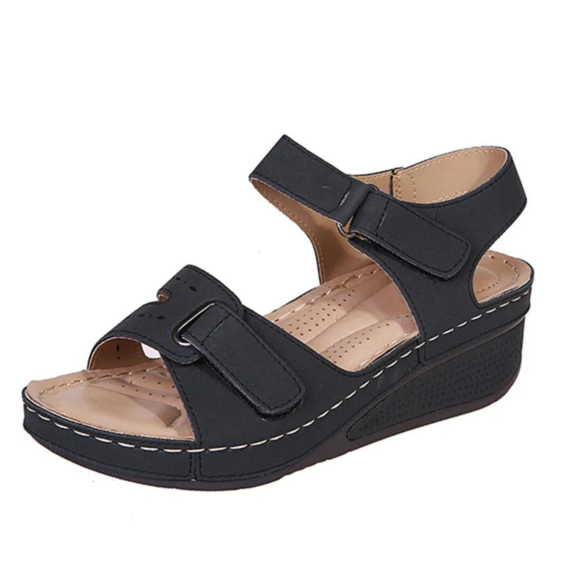 Damen Sandalen Keilabsatz Leder
