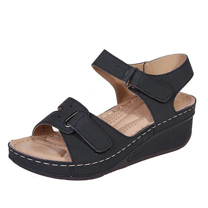 Damen Sandalen Keilabsatz Leder