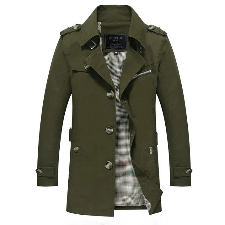 Herren Trenchcoat Slim Fit Leichter Mantel