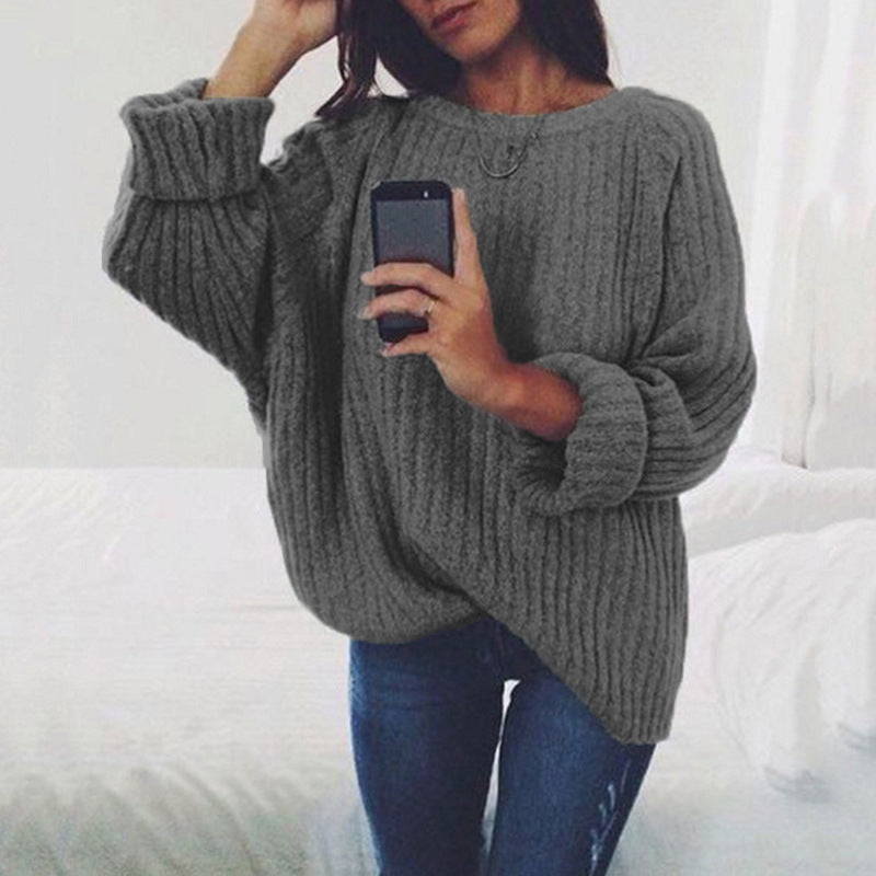 Damen Strickpullover Übergroßer Schnitt Strukturiert Beige
