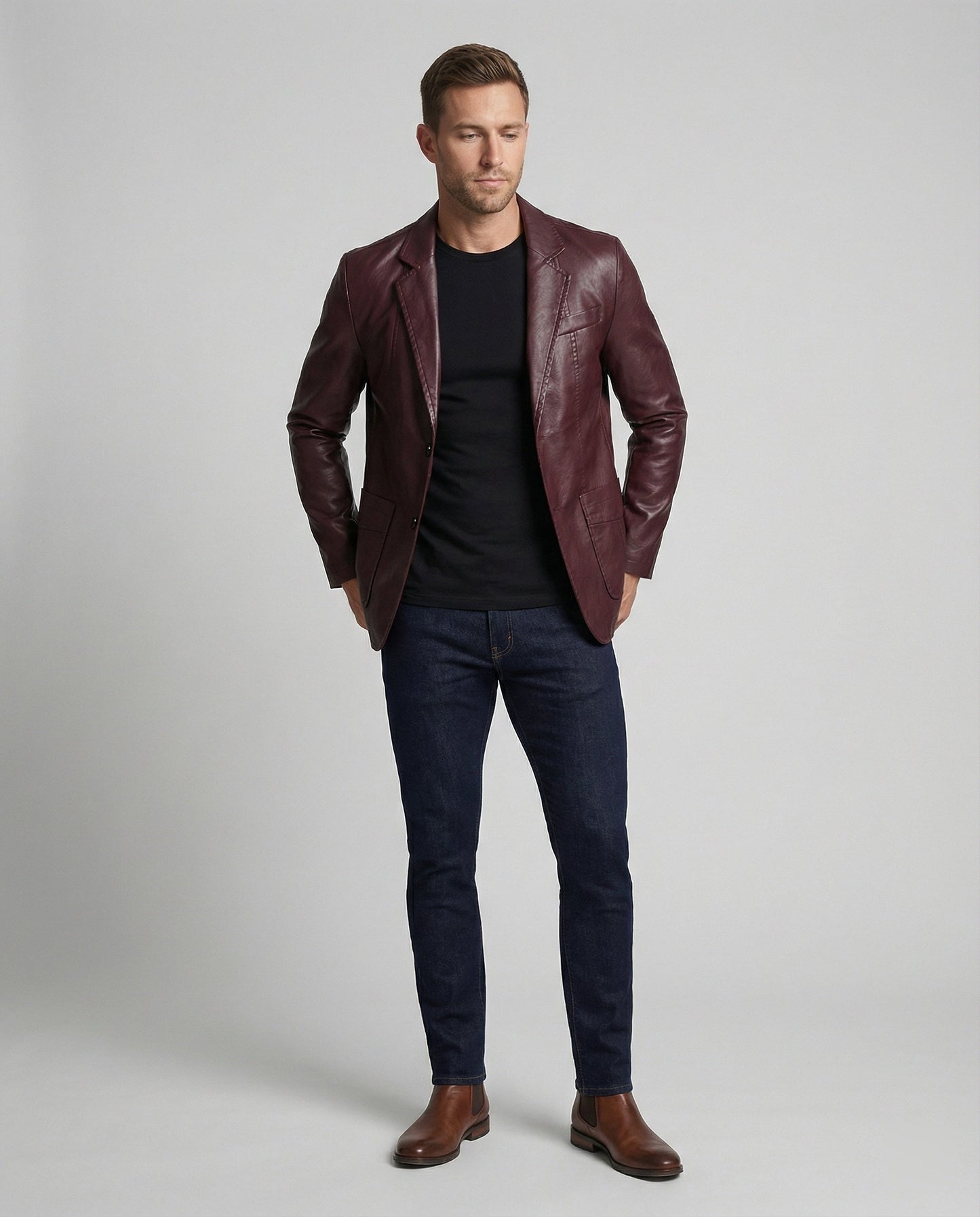 Herren Lederblazer Elegant Lederschnitt