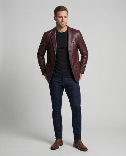 Herren Lederblazer Elegant Lederschnitt