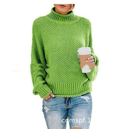 Damen Grobstrickpullover Hoher Kragen Weiter Schnitt