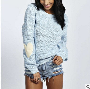 Damen Strickpullover Herzapplikation Lässig Norvielle
