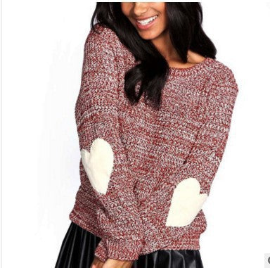 Damen Strickpullover Herzapplikation Lässig Norvielle