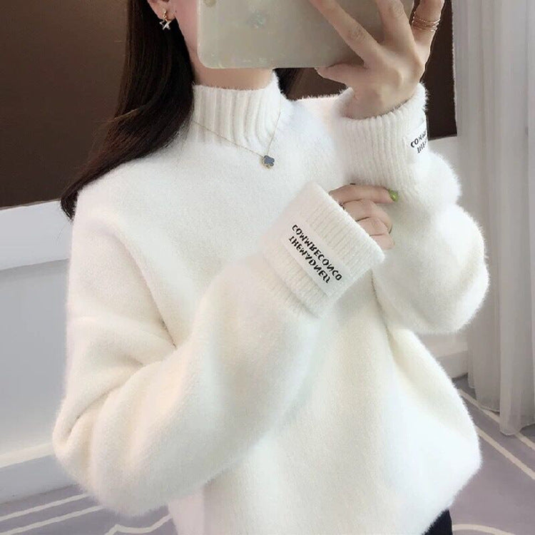 Damen Pullover Hochkragen Strukturiert Norvielle
