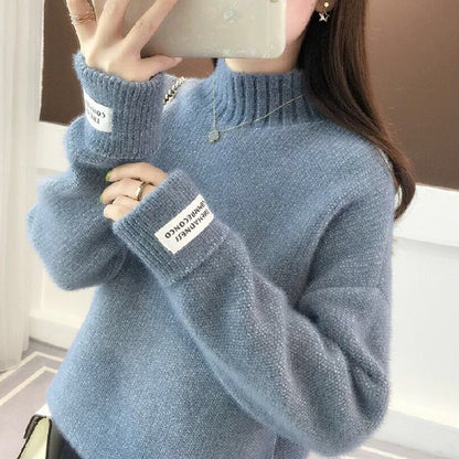Damen Pullover Hochkragen Strukturiert Norvielle