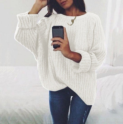 Damen Oversized Strickpullover Gerippt Weite Ärmel Norvielle