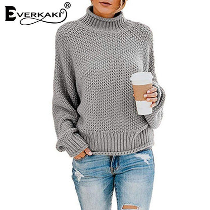 Damen Grobstrickpullover Hoher Kragen Weiter Schnitt - Norvielle