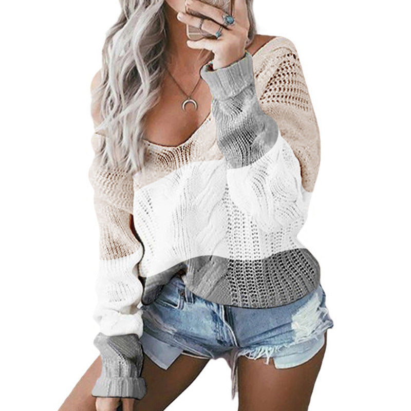 Damen Strickpullover Farbblock-Design Norvielle - Norvielle
