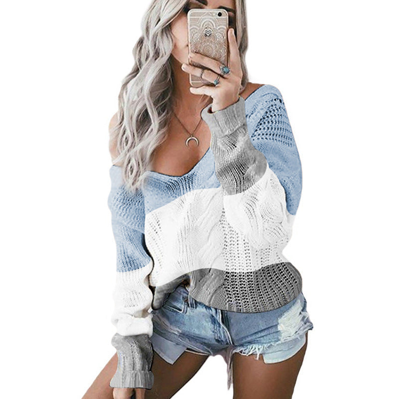 Damen Strickpullover Farbblock-Design Norvielle