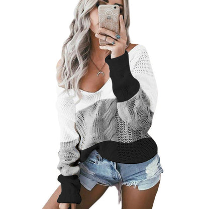 Damen Strickpullover Farbblock-Design Norvielle