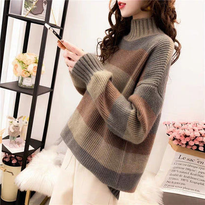 Damen Grobstrickpullover Norvielle Hoher Kragen Beige - Norvielle