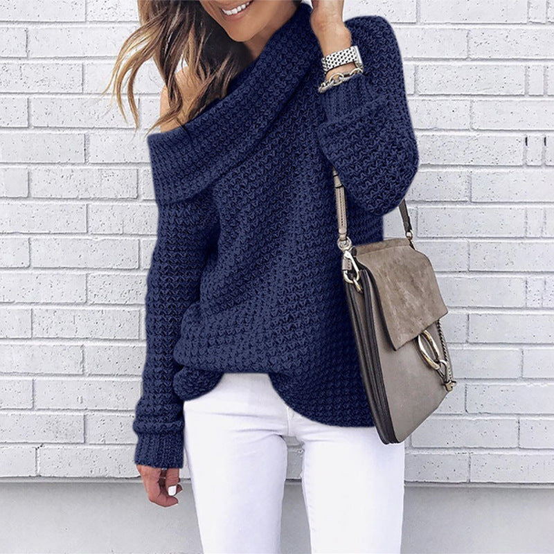 Damen Off-Shoulder Strickpullover Struktur Norvielle