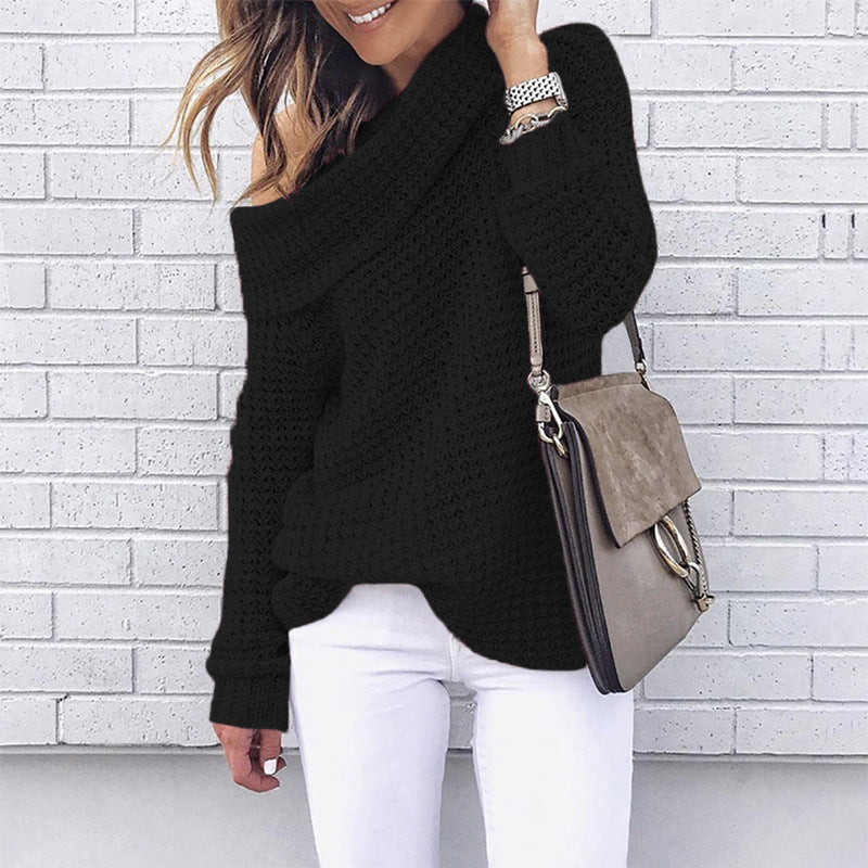 Damen Strickpullover Schulterfrei Strukturiert Norvielle