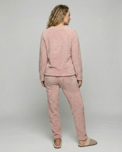 Fleece Pyjama Damen Kuschelig Weich Grau
