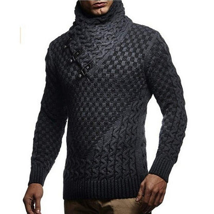 Herren Strickpullover Zopfmuster Hochgeschlossenem Kragen