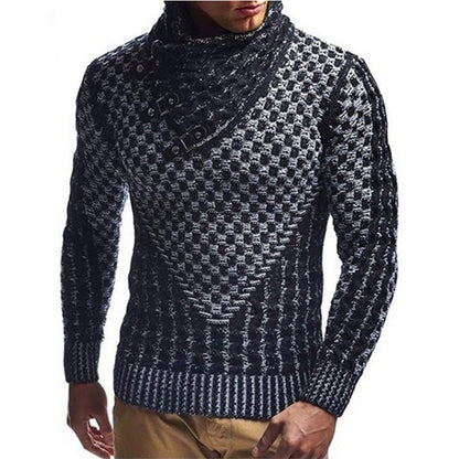 Herren Strickpullover Zopfmuster Hochgeschlossenem Kragen