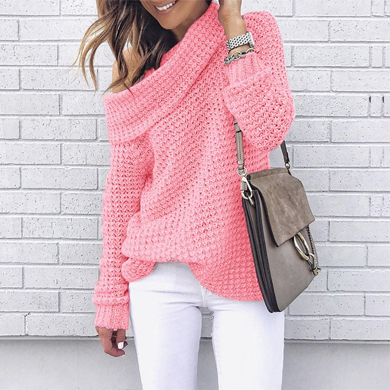 Damen Strickpullover Schulterfrei Strukturiert Norvielle