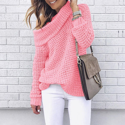 Damen Strickpullover Schulterfrei Strukturiert Norvielle