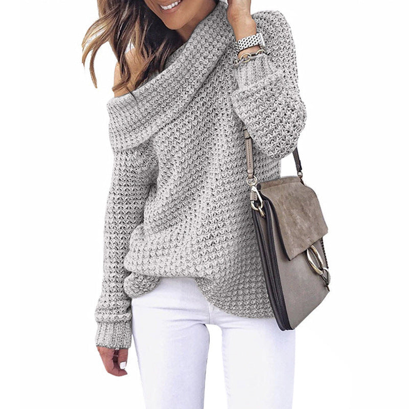 Damen Off-Shoulder Strickpullover Struktur Norvielle