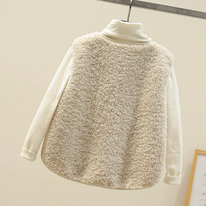 Damen Teddyweste Relaxed Fit V-Ausschnitt